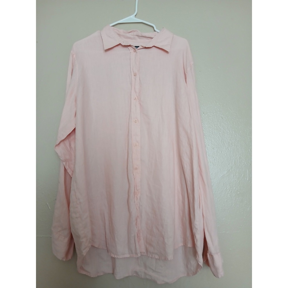 Lauren Ralph Lauren Top 2x Linen Button Down Shirt Preppy Office Work Career